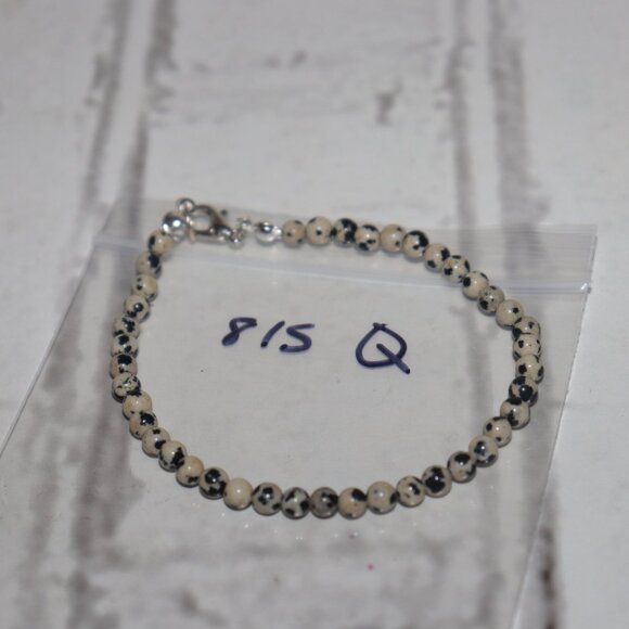 Dalmatian Jasper Beaded Bracelet | 7.5" | Silver Clasp | Natural Stone | NWoT - Picture 2 of 5